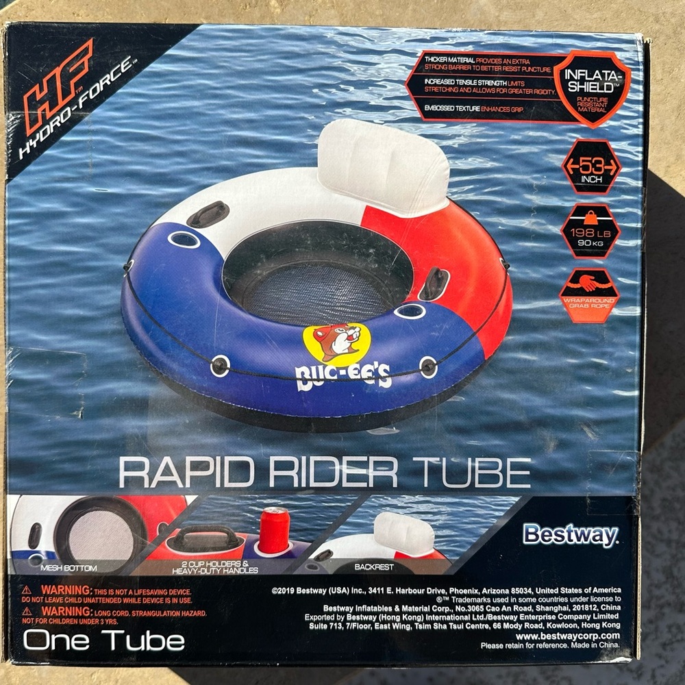 NEW Bestway BUC-EE'S Hydro-Force Rapid Rider Float Red White & Blue - Picture 2 of 3